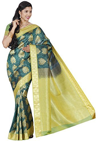 RR Women's Resham Silk Powerloom Saree (RR-REB003-DARK GREEN)