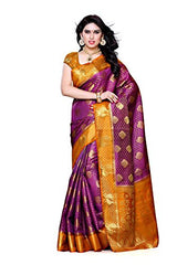 Mimosa Women's Traditional Art Silk Saree Kanjivaram Style With Blouse Color:Mejantha(3301-200-MEJAN-MSTD )