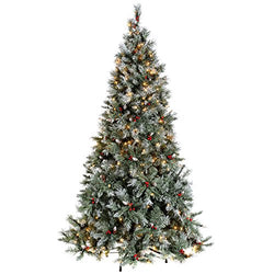 WeRChristmas Pre-Lit Scandinavian Spruce Pine Cone and Berry Christmas Tree, 1.8 m - 6 feet with 300-LED, Green