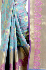 Chandrakala Women's Banarasi Silk Saree(Blue)