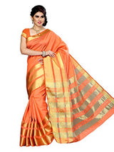 Mimosa Women Tussar Silk Saree With Plain Blouse (Orange ,3152-2069-TUS-ORNG)