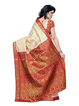 Mimosa Kanchipuram Tassar Wedding Silk Saree White(3051-97-HLFWHITEMARUN)