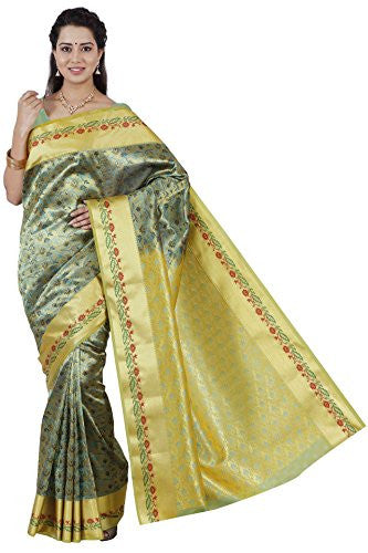 RR Women's Resham Silk Powerloom Saree (RR-BMB001-DARK GREEN)
