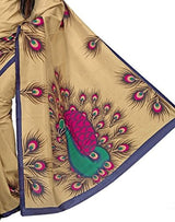 Sargam Fashion Women's Silk Cotton Saree (Mayur_Pankh_Beige)