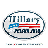 Vipergraphics Men's "Hillary for Prison 2016" T-Shirt with Bumper Sticker