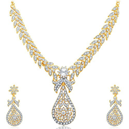 Sukkhi Stylish Gold Plated AD Necklace Set for Women