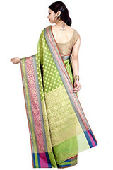 Chandrakala Women's Banarasi Cotton Silk Saree(Green)
