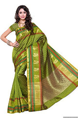Mimosa Women's Traditional Art Silk Saree Kanchipuram ikkat style, color :Olive(3232-191-OLIV)
