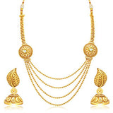 Sukkhi Beguiling Four String Gold Plated Necklace Set For Women