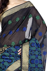 Chandrakala Women's Black Banarasi Art Silk Saree