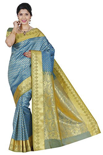 RR Women's Resham Silk Powerloom Saree (RR-BBB001-SKYBLUE)