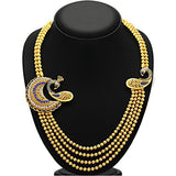 Sukkhi Fascinating Four String Peacock Gold Plated Necklace Set For Women