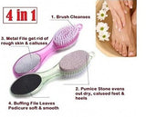 4 in 1 Multi use Pedicure Paddle Brush - 4 Step Pedicure (Cleanse, Scrub, File and Buff) - (Color may vary)