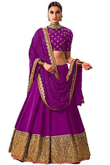 SKY GLOBAL Women's Benglori Silk Embroidered Lehenga Choli For Wedding and Party (Lehenga_207_Purple)