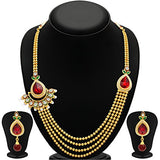 Sukkhi Glittery Four Strings Gold Plated Necklace Set for Women