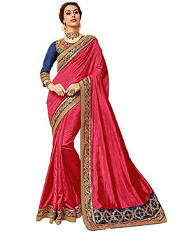 EthnicJunction Women's Heavy Sarees for Wedding Function With Blouse (Pink,EJ1147-7055)