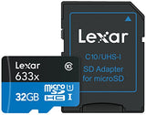 Lexar High-Performance microSDHC 633x 32GB UHS-I Card w/SD Adapter - LSDMI32GBBNL633A