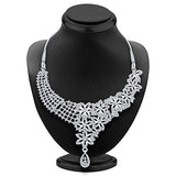 Sukkhi Glittery Rhodium Plated AD Necklace Set For Women