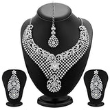 Sukkhi Fabulous Rhodium Plated AD Necklace Set for Women