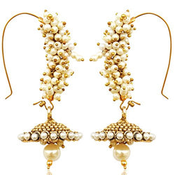 Dancing Girl White Metalantique pearl  Jhumki Earring  for  Women
