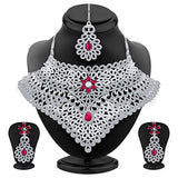 Sukkhi Attractive Rhodium Plated AD Necklace Set For Women