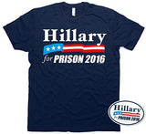 Vipergraphics Men's "Hillary for Prison 2016" T-Shirt with Bumper Sticker