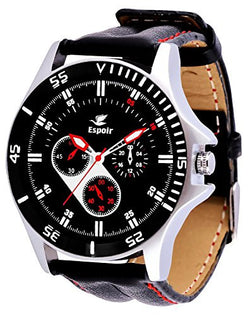 Espoir Smart HIGH QUALITY Chronograph Look Black Dial Men's / Boy's Watch - Glow0507