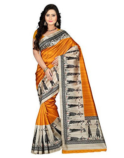 E-VASTRAM Womens Art Mysore Printed Silk Saree (NS7A_Yellow)