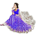 Sareeshop Women's Georgette Saree (ZOYABLUE-01_White And Blue_Free Size)