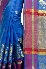 Chandrakala Women's Blue Banarasi Art Silk Saree