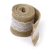 Roll of 2M Wedding Home Craft Burlap Ribbon White Lace Decorated 5cm