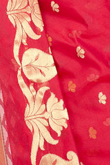 Chandrakala Women's Red Banarasi Cotton Silk Saree