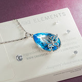 Brilla Christmas Gift Pendant Necklace Women Fashion Jewelry 'Butterfly Dream' Teardrop Swarovski Elements Crysta Ocean Blue
