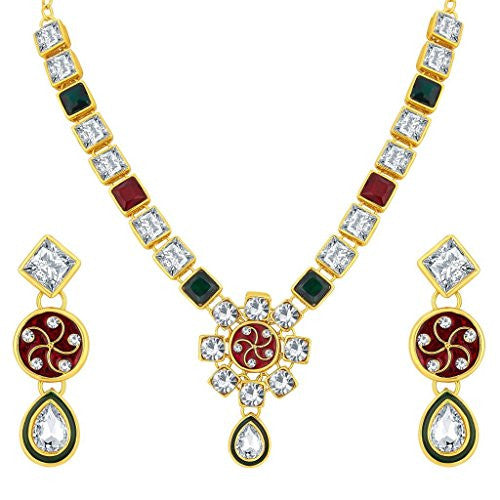 Sukkhi Lavish Gold Plated AD Necklace Set For Women