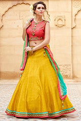 Royal Export Women's Bangalori Silk Yellow Wedding Lehenga Choli...