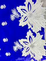 Sareeshop Women's Georgette Saree (ZOYABLUE-01_White And Blue_Free Size)