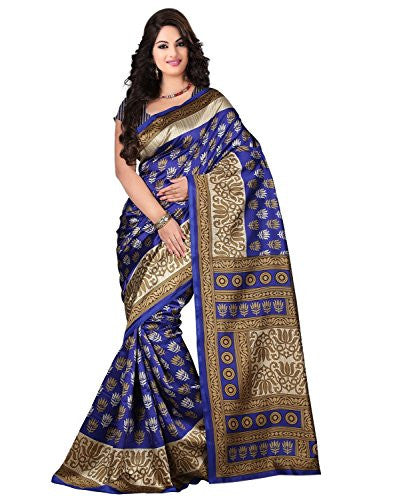 Trendz Bhagalpuri Cotton Silk Saree(TZ_Kasturi_Blue)