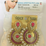 Dancing Girl 4 Colour Combo Pearl Earring : White, Black, Blue, Pink Baea0332C4 For Women