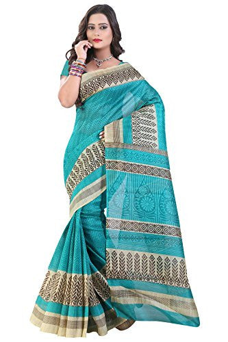 Glory Sarees Women's Bhagalpuri Art Silk Cotton Sarees(saree9_Blue)