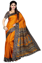 Rani Saahiba Art Bhagalpuri Silk Kalamkari Printed Saree(Gold_SKR2489)