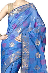 Chandrakala Women's Banarasi Cotton Silk Saree(Blue)