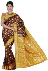 RR's Women's Kanchipuram Art Silk Saree Handloom Saree (RR-REB002-MEERON)