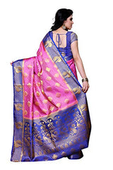 Mimosa Women's Traditional Art Silk Saree Kanjivaram Style With Blouse Color:Pink(3301-200-PINK-RBLU )