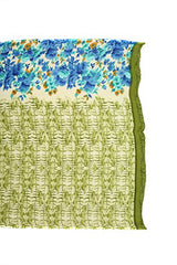 Livie Women's Georgette Sarees Party Wear/Fancy Georgette Sarees/Printed Georgette Sarees - Cerulean Blue &amp; Lime Green