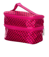 Di Grazia Pink Double Decker Cosmetics Storage Bag With Mirror