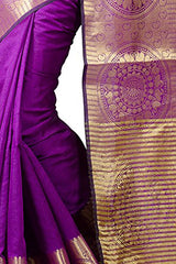 Chandrakala Women's Banarasi Cotton Silk Saree(Purple)