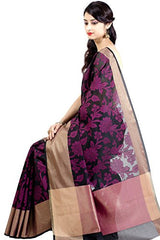 Chandrakala Women's Black Banarasi Cotton Silk Saree
