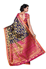 Mimosa Women's Traditional Art Silk Saree Kanjivaram Style With Blouse Color:Navy(3297-153-NVY-RNI )