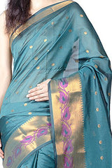 Chandrakala Women's Banarasi Cotton Silk Saree(Green)
