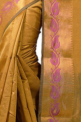 Chandrakala Women's Faux Banarasi Silk Saree (9178_Gold)